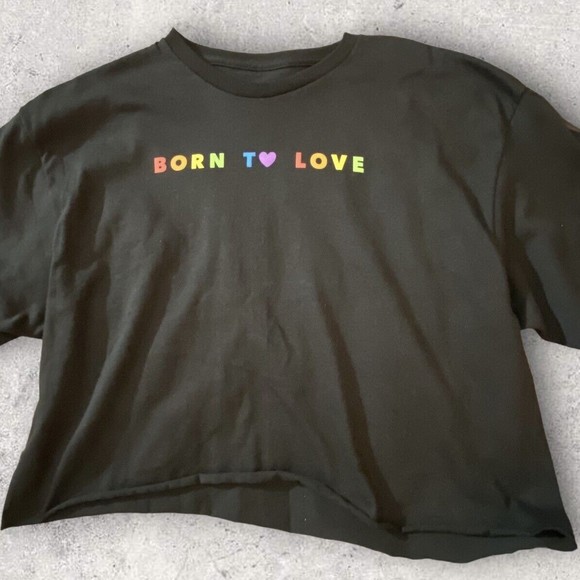 NWT Born To Love Unisex Crop Non-Binary LGBTQ Pride T-shirt Phluid Project Sz L - Picture 2 of 7